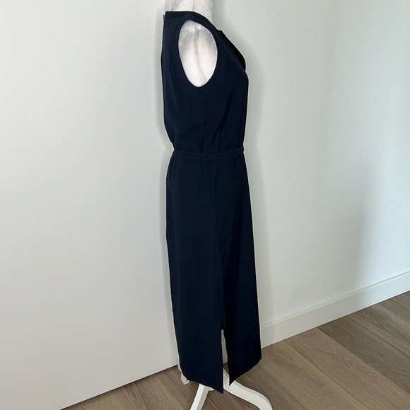Ann Taylor Split Neck Belted Midi Dress Size XS NWT Night Sky Deep Navy Blue - Picture 5 of 10